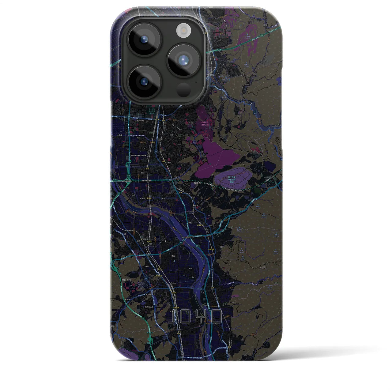 【城陽】地図柄iPhoneケース（バックカバータイプ・ブラック）iPhone 15 Pro Max 用