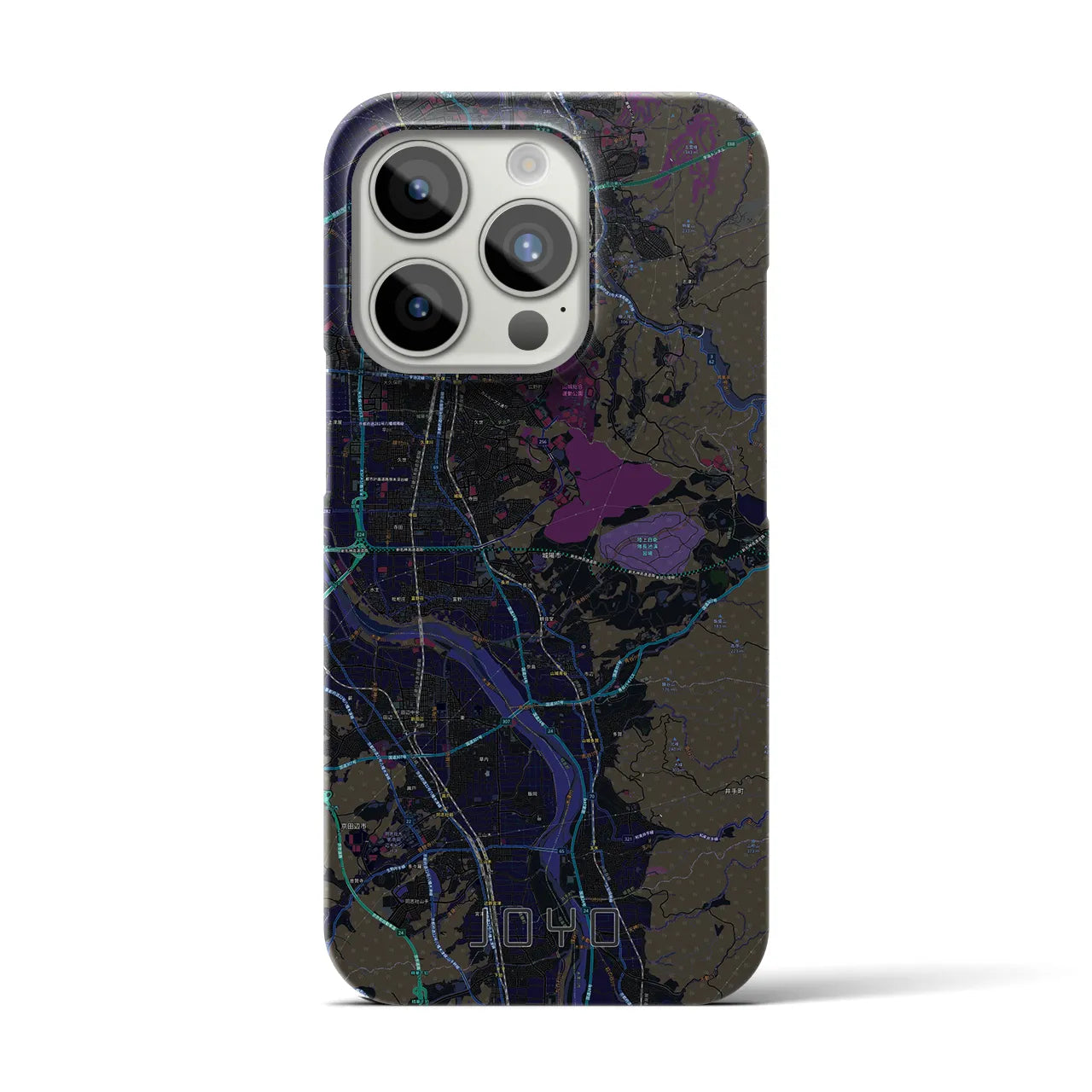 【城陽】地図柄iPhoneケース（バックカバータイプ・ブラック）iPhone 15 Pro 用