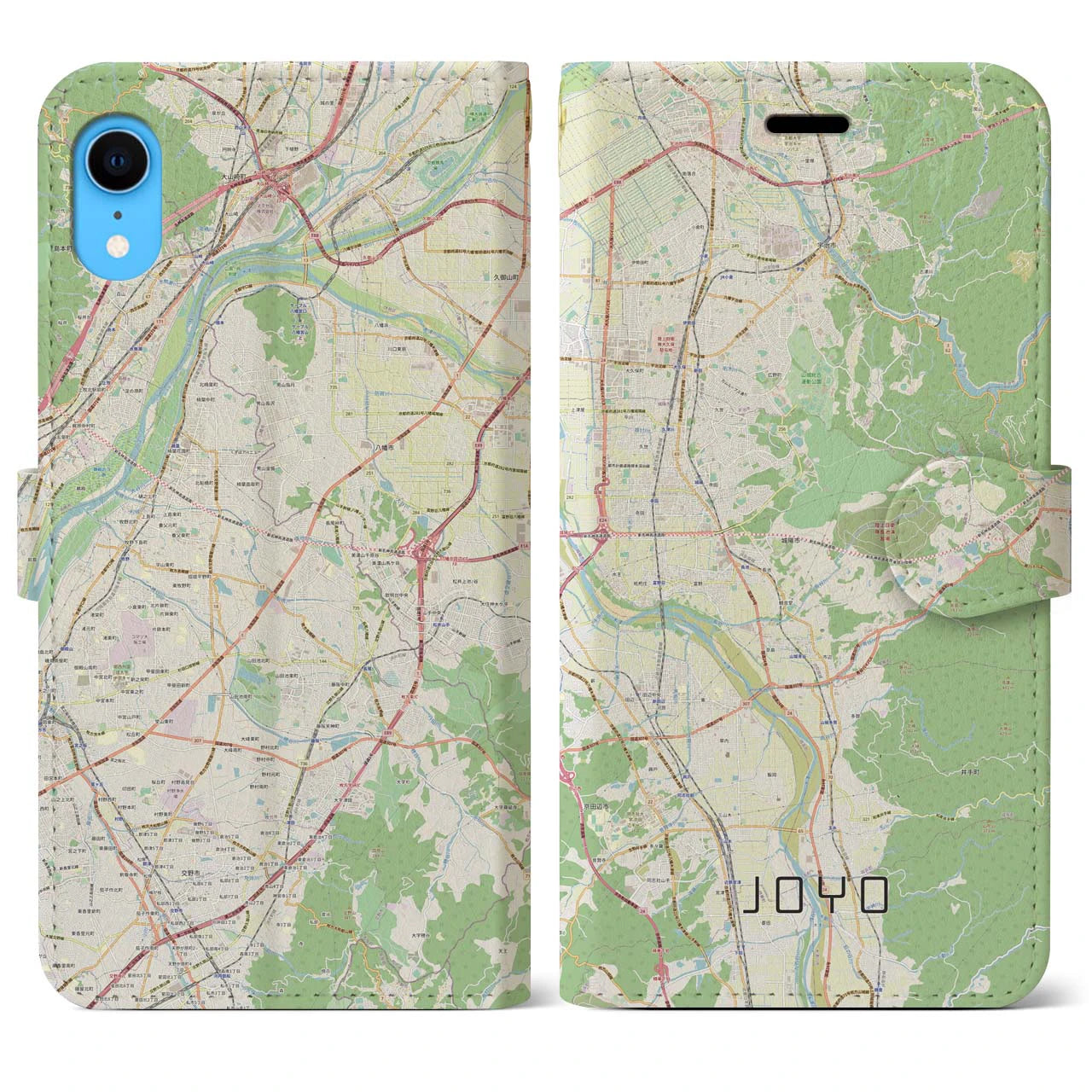 【城陽】地図柄iPhoneケース（手帳両面タイプ・ナチュラル）iPhone XR 用