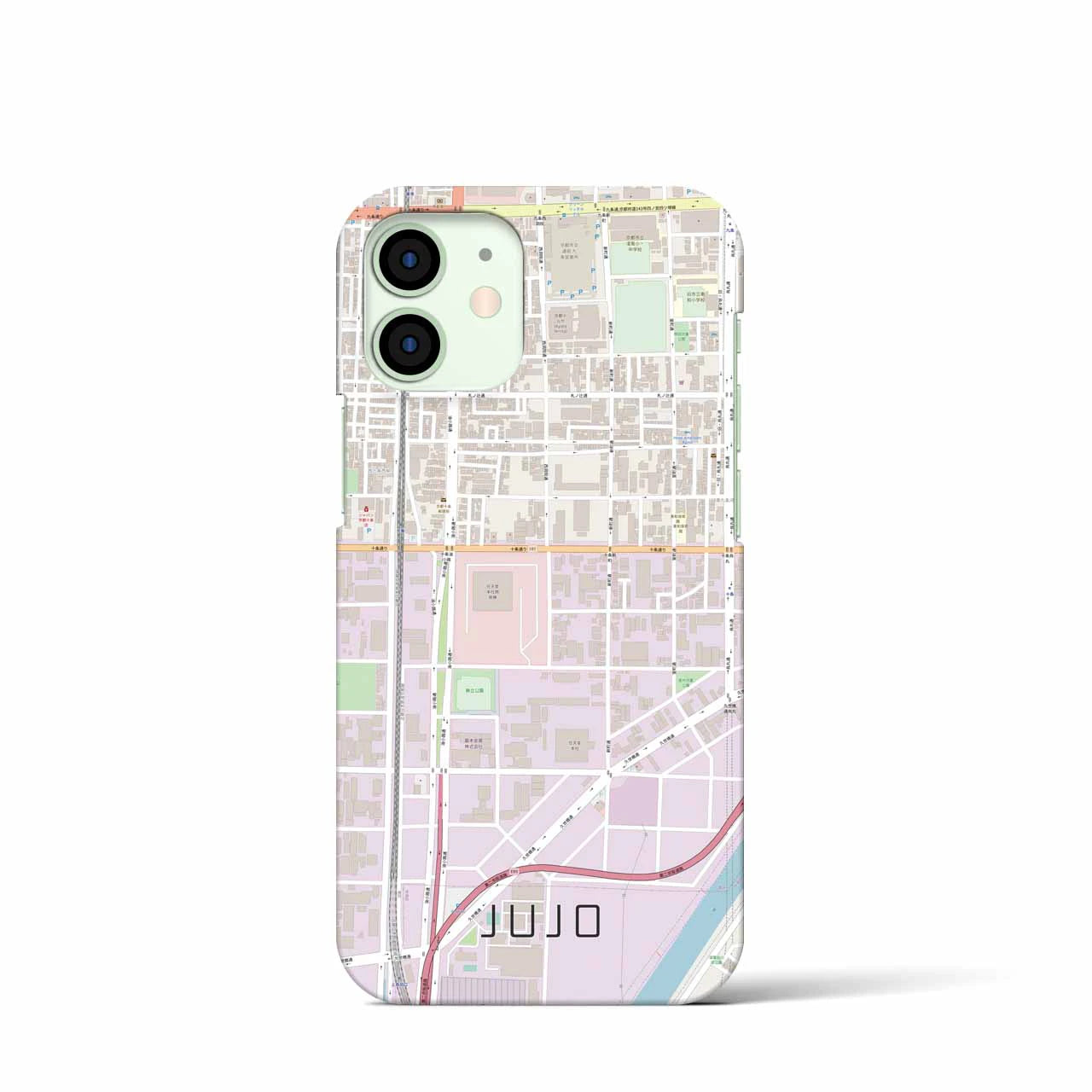 【十条（京都府）】地図柄iPhoneケース（バックカバータイプ・ナチュラル）iPhone 12 mini 用