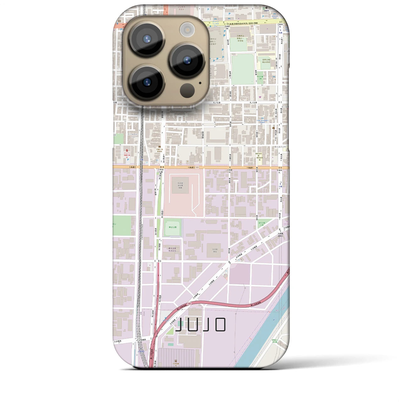 【十条（京都府）】地図柄iPhoneケース（バックカバータイプ・ナチュラル）iPhone 14 Pro Max 用