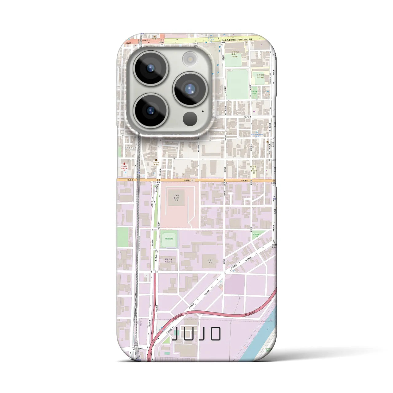 【十条（京都府）】地図柄iPhoneケース（バックカバータイプ・ナチュラル）iPhone 15 Pro 用
