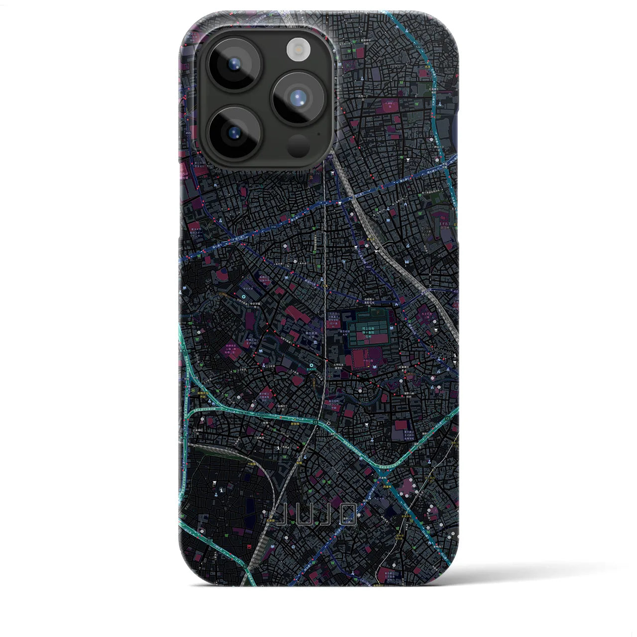 【十条】地図柄iPhoneケース（バックカバータイプ・ブラック）iPhone 15 Pro Max 用