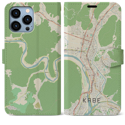 【可部】地図柄iPhoneケース（手帳両面タイプ・ナチュラル）iPhone 13 Pro Max 用