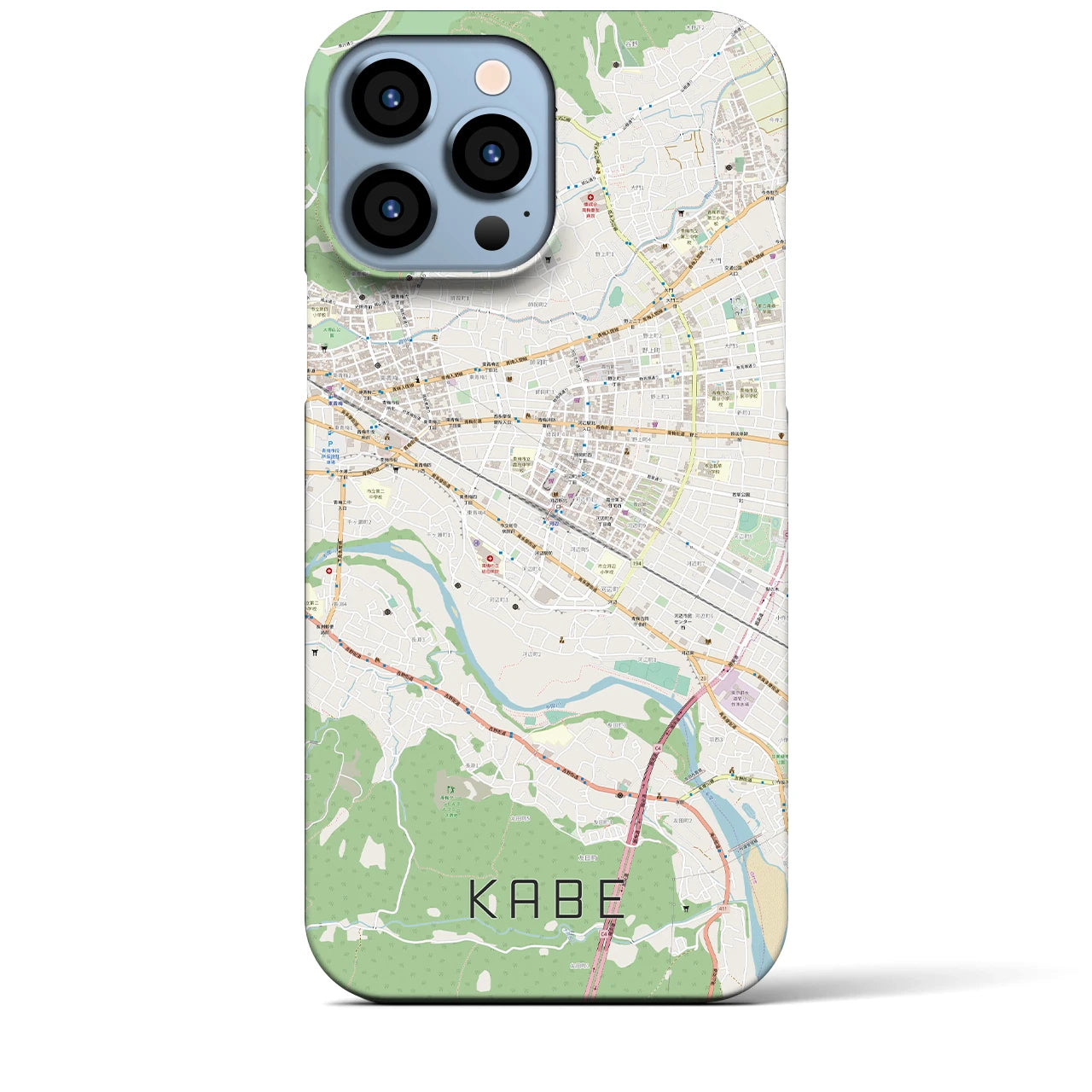 【河辺】地図柄iPhoneケース（バックカバータイプ・ナチュラル）iPhone 13 Pro Max 用