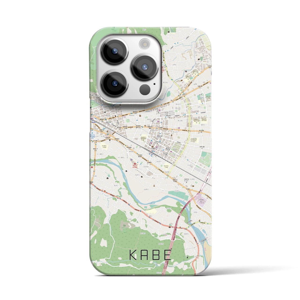【河辺】地図柄iPhoneケース（バックカバータイプ・ナチュラル）iPhone 14 Pro 用