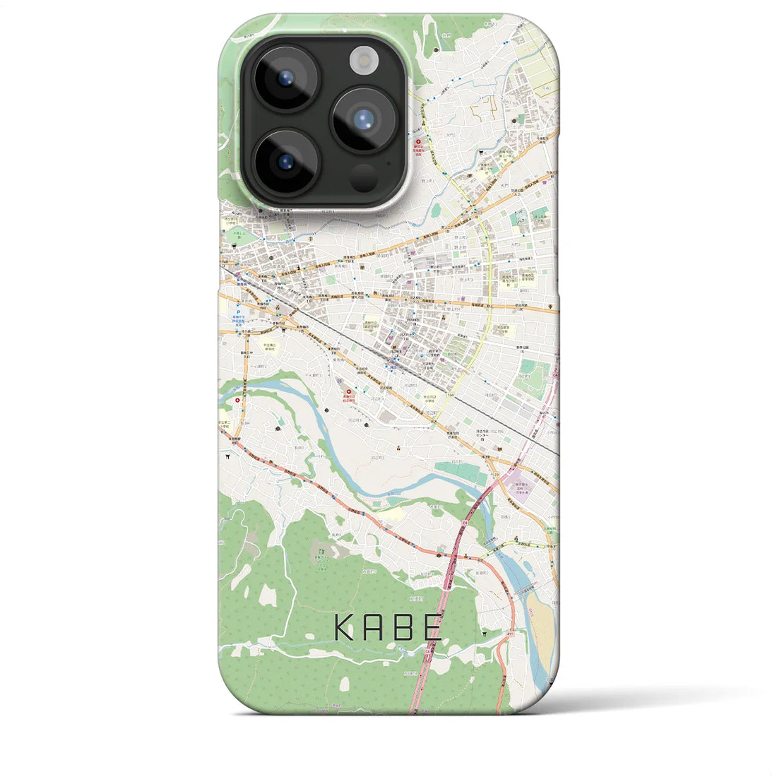 【河辺】地図柄iPhoneケース（バックカバータイプ・ナチュラル）iPhone 15 Pro Max 用
