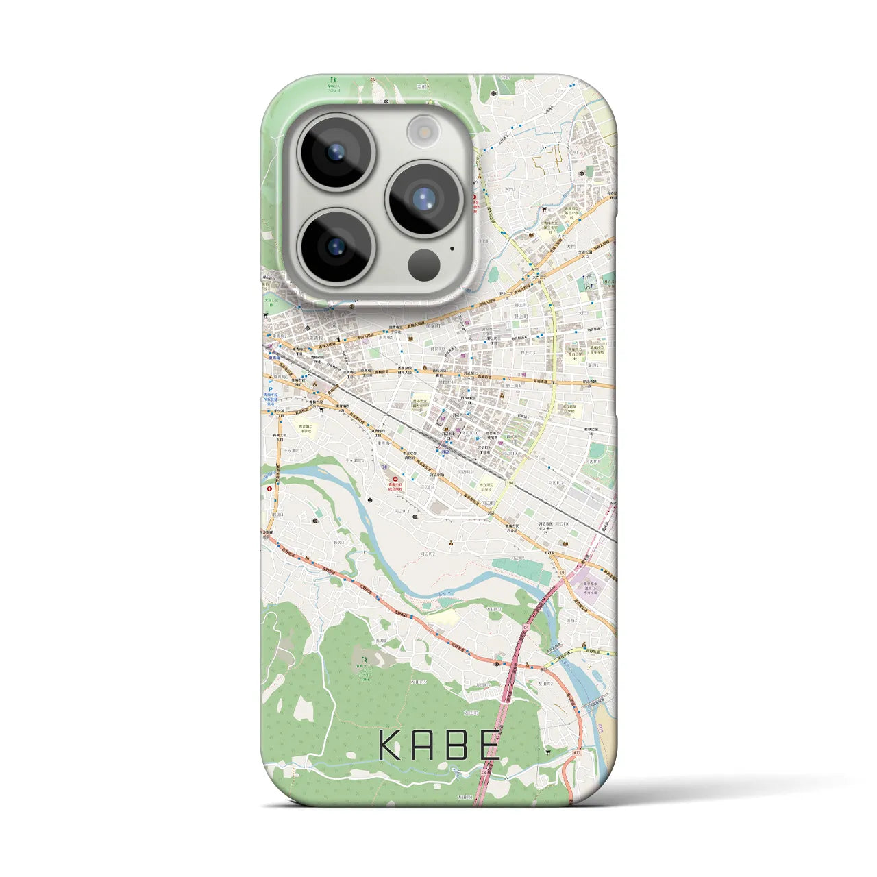 【河辺】地図柄iPhoneケース（バックカバータイプ・ナチュラル）iPhone 15 Pro 用