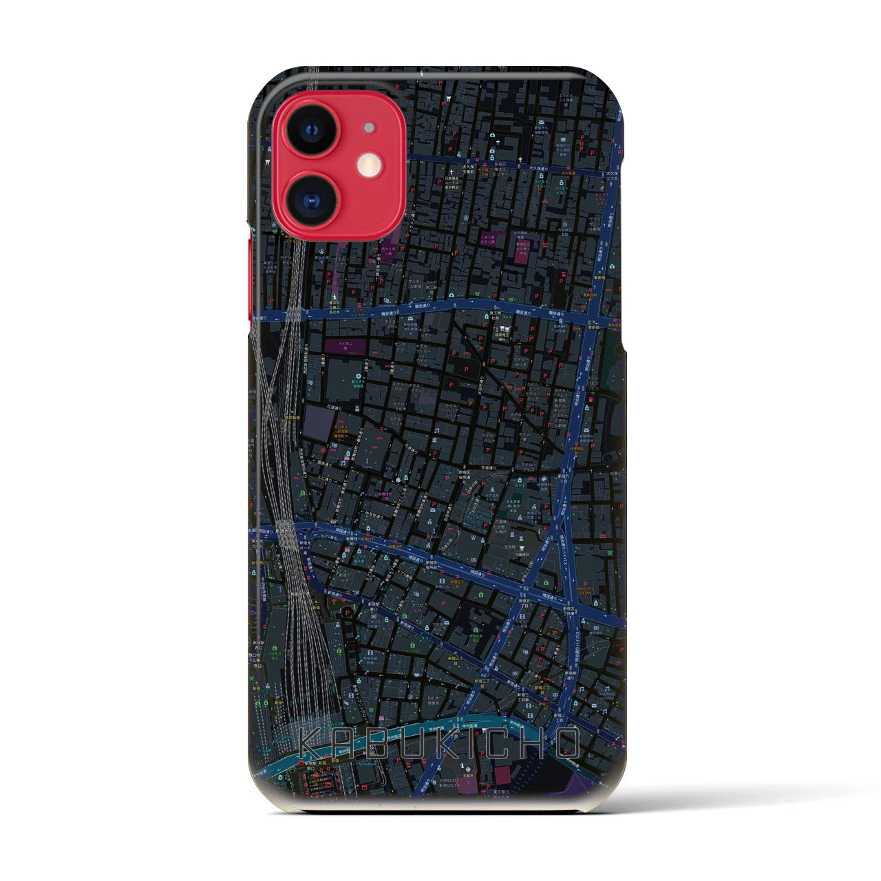 【歌舞伎町】地図柄iPhoneケース（バックカバータイプ・ブラック）iPhone 11 用