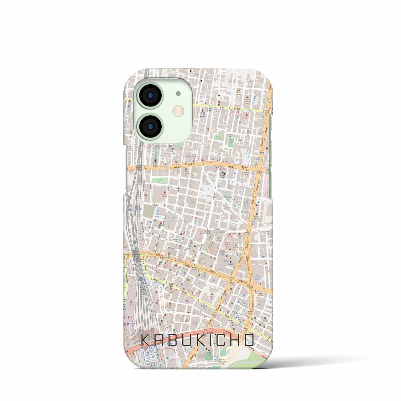 【歌舞伎町】地図柄iPhoneケース（バックカバータイプ・ナチュラル）iPhone 12 mini 用