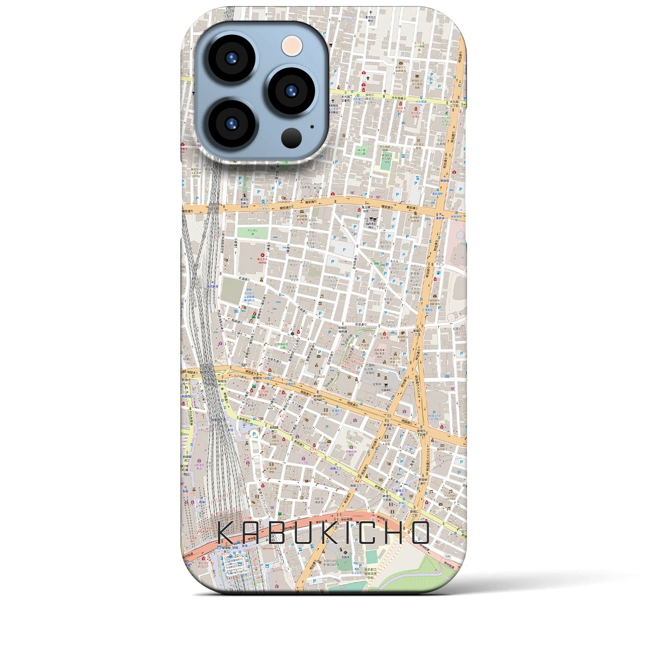 【歌舞伎町】地図柄iPhoneケース（バックカバータイプ・ナチュラル）iPhone 13 Pro Max 用