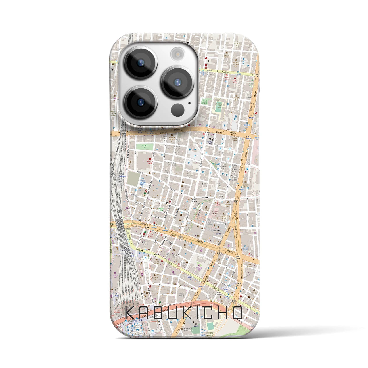 【歌舞伎町】地図柄iPhoneケース（バックカバータイプ・ナチュラル）iPhone 14 Pro 用