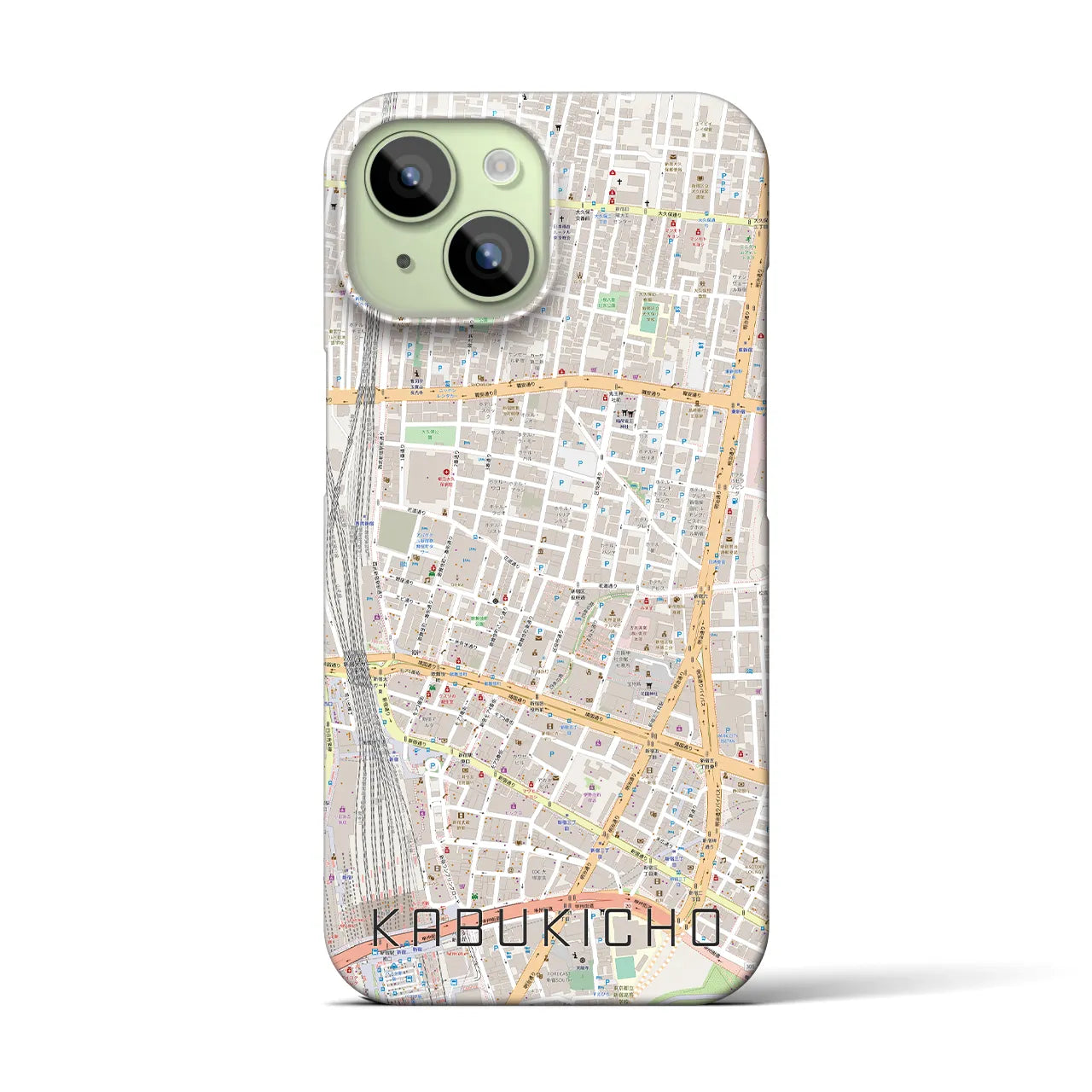 【歌舞伎町】地図柄iPhoneケース（バックカバータイプ・ナチュラル）iPhone 15 用