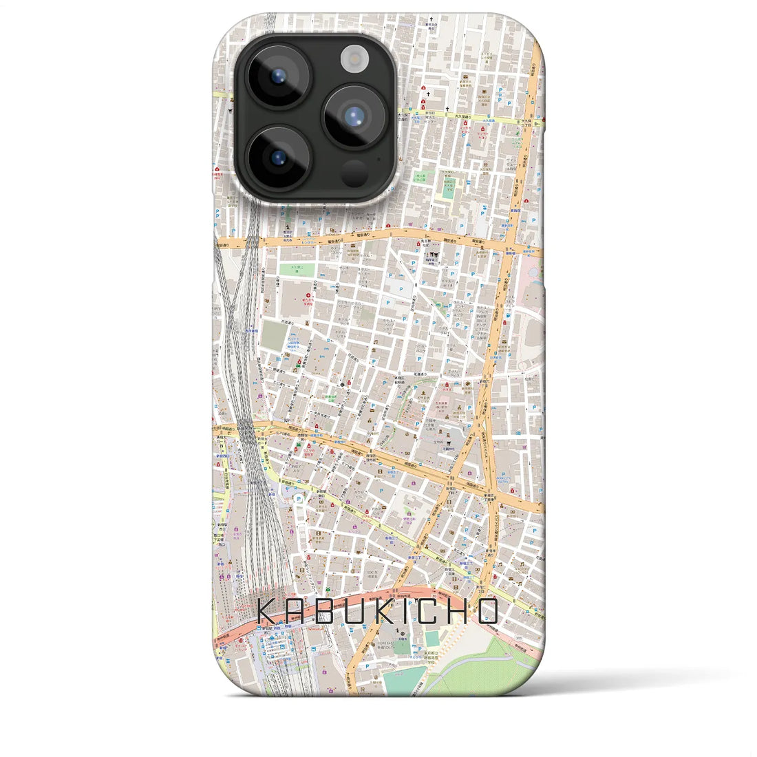 【歌舞伎町】地図柄iPhoneケース（バックカバータイプ・ナチュラル）iPhone 15 Pro Max 用