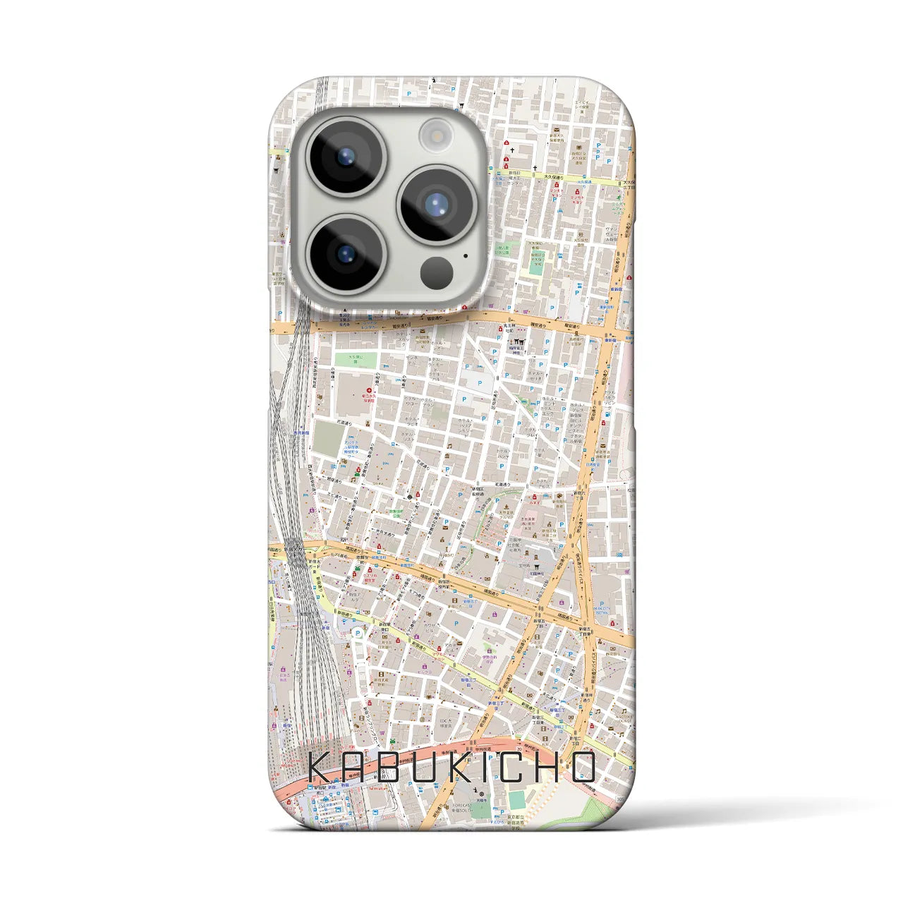 【歌舞伎町】地図柄iPhoneケース（バックカバータイプ・ナチュラル）iPhone 15 Pro 用