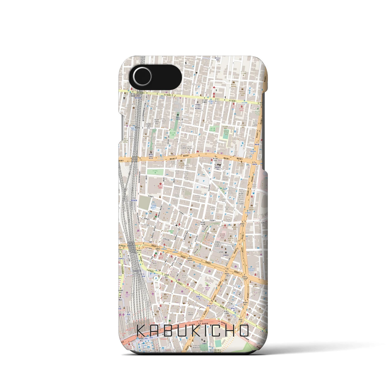 【歌舞伎町】地図柄iPhoneケース（バックカバータイプ・ナチュラル）iPhone SE（第3 / 第2世代） / 8 / 7 / 6s / 6 用