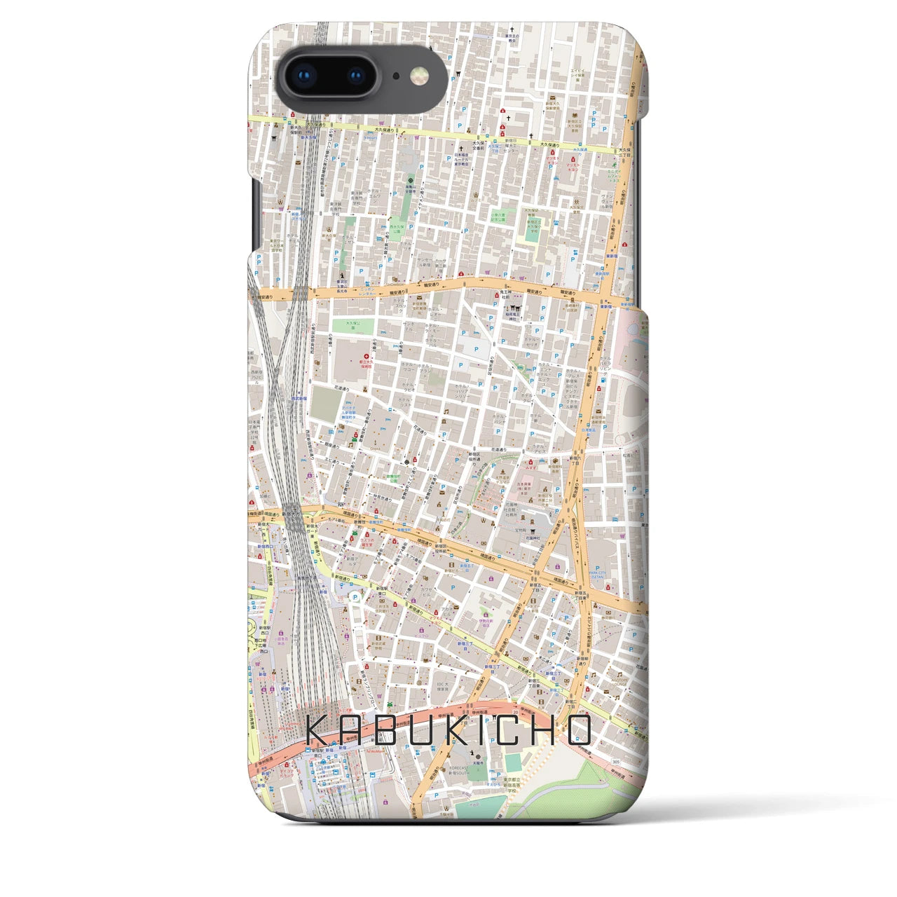 【歌舞伎町】地図柄iPhoneケース（バックカバータイプ・ナチュラル）iPhone 8Plus /7Plus / 6sPlus / 6Plus 用