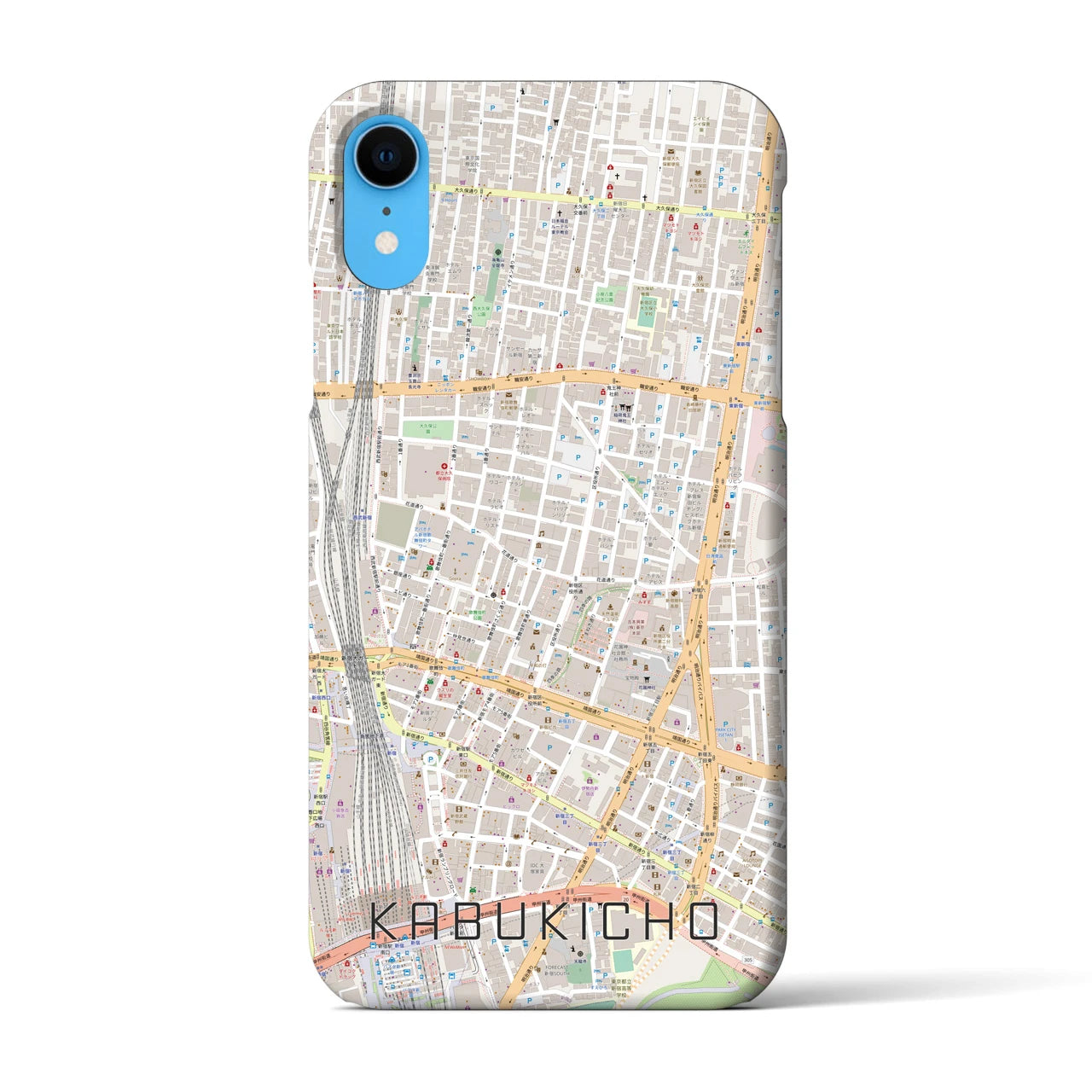 【歌舞伎町】地図柄iPhoneケース（バックカバータイプ・ナチュラル）iPhone XR 用