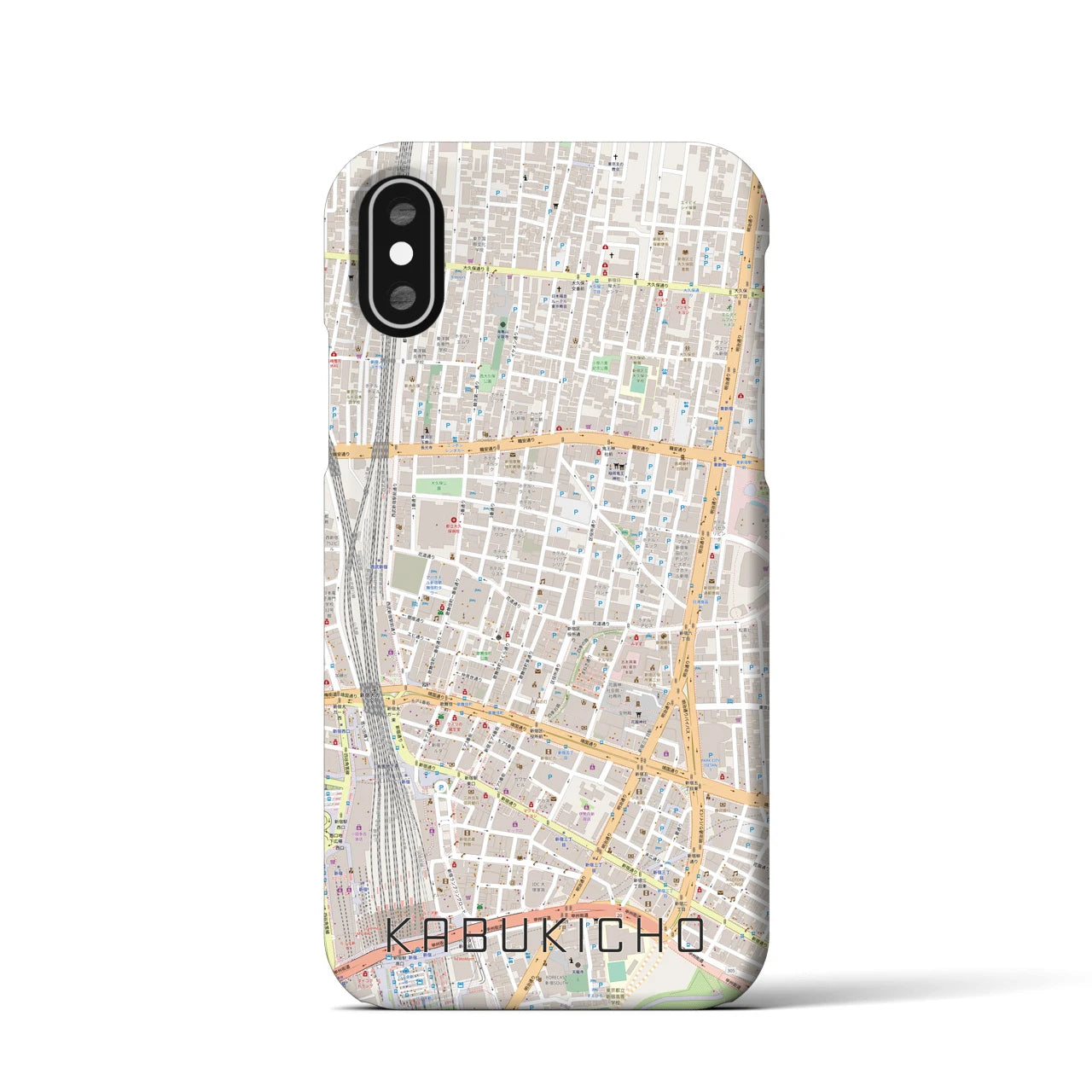 【歌舞伎町】地図柄iPhoneケース（バックカバータイプ・ナチュラル）iPhone XS / X 用