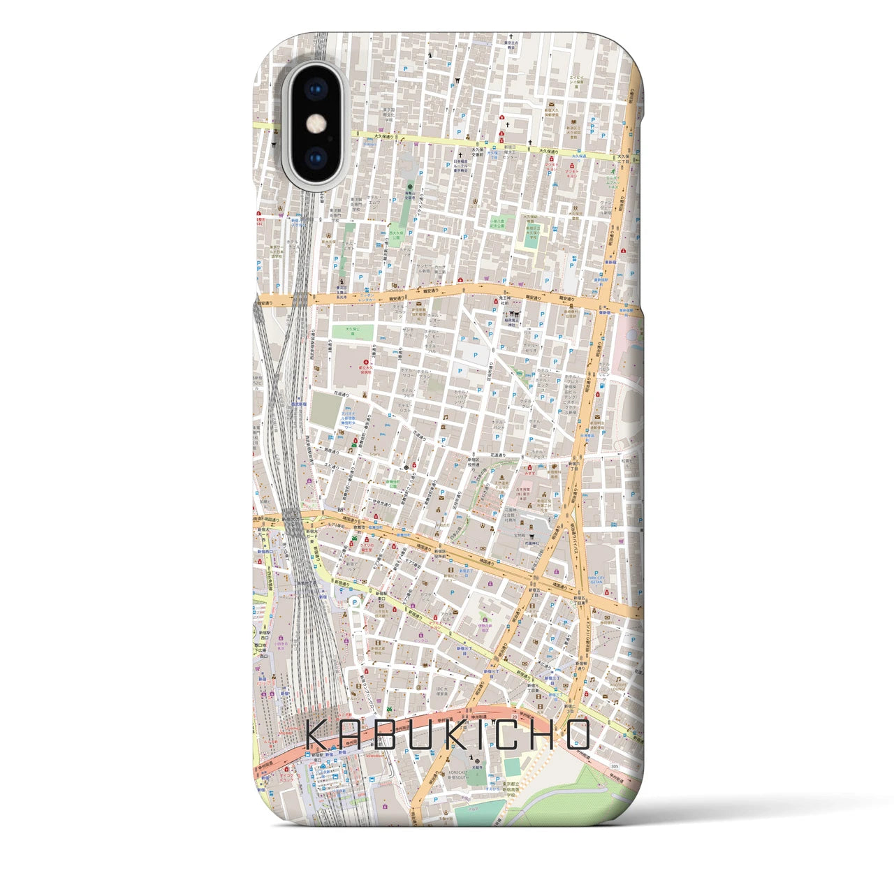 【歌舞伎町】地図柄iPhoneケース（バックカバータイプ・ナチュラル）iPhone XS Max 用