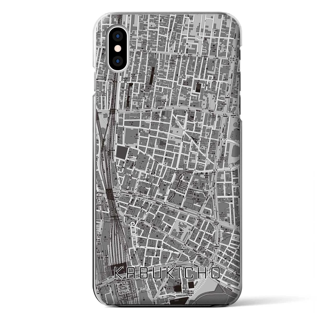 【歌舞伎町】地図柄iPhoneケース（クリアタイプ・モノトーン）iPhone XS Max 用