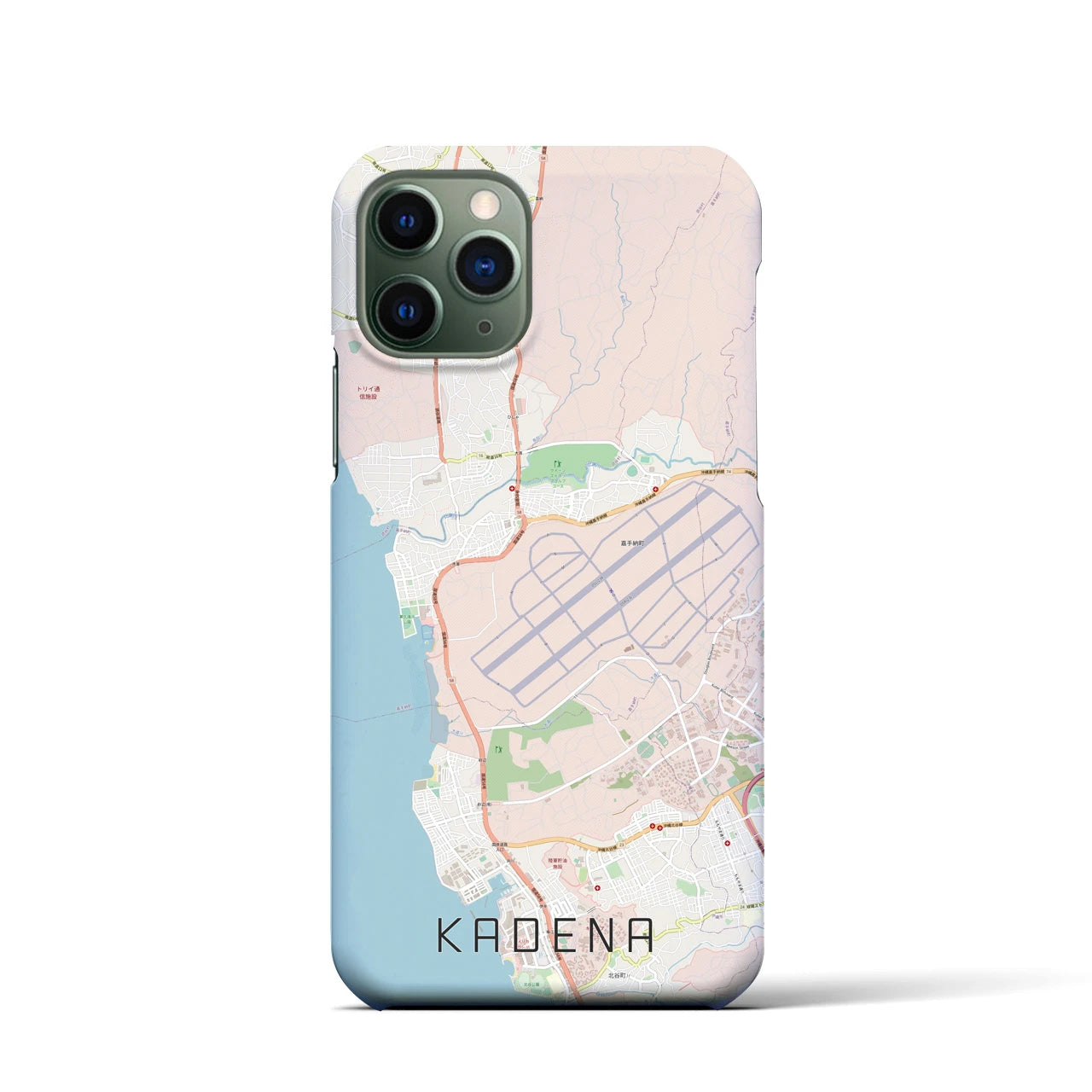 【嘉手納】地図柄iPhoneケース（バックカバータイプ・ナチュラル）iPhone 11 Pro 用