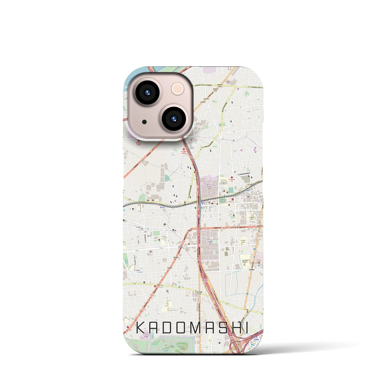 【門真市】地図柄iPhoneケース（バックカバータイプ・ナチュラル）iPhone 13 mini 用