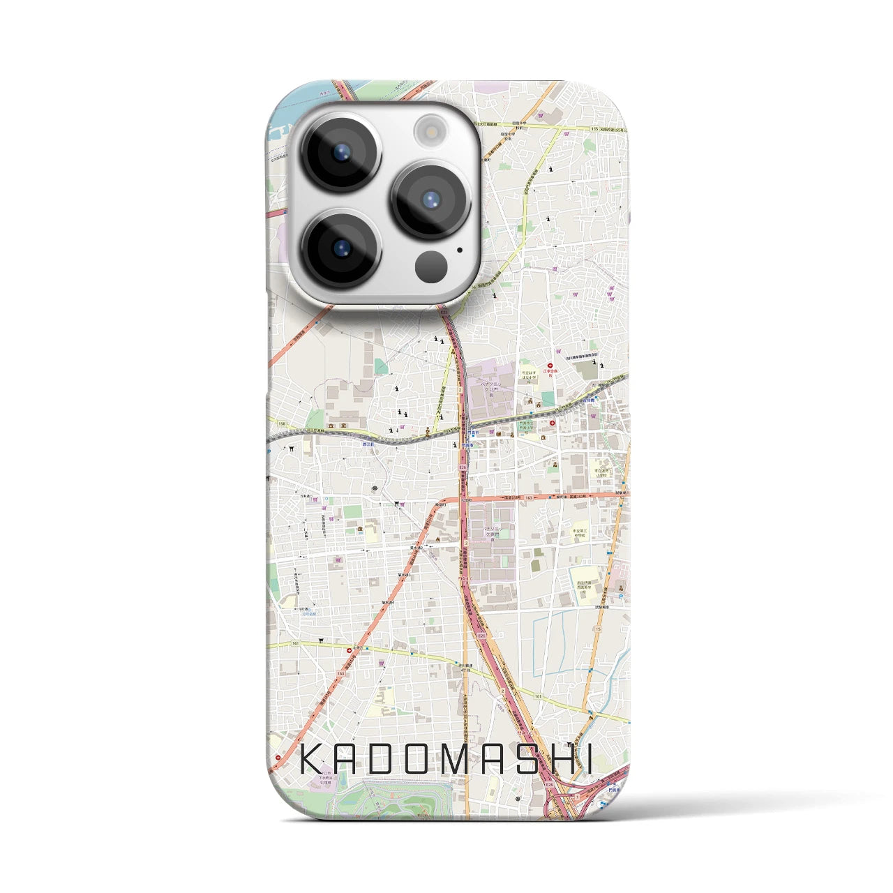 【門真市】地図柄iPhoneケース（バックカバータイプ・ナチュラル）iPhone 14 Pro 用