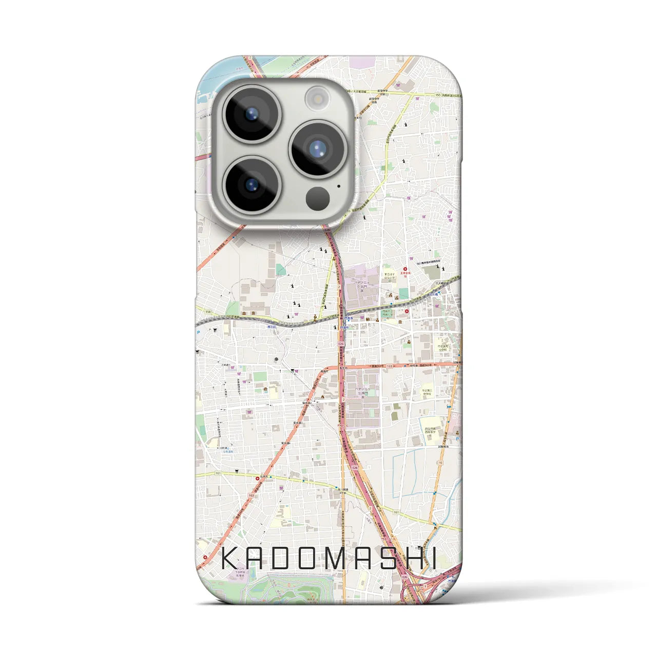【門真市】地図柄iPhoneケース（バックカバータイプ・ナチュラル）iPhone 15 Pro 用