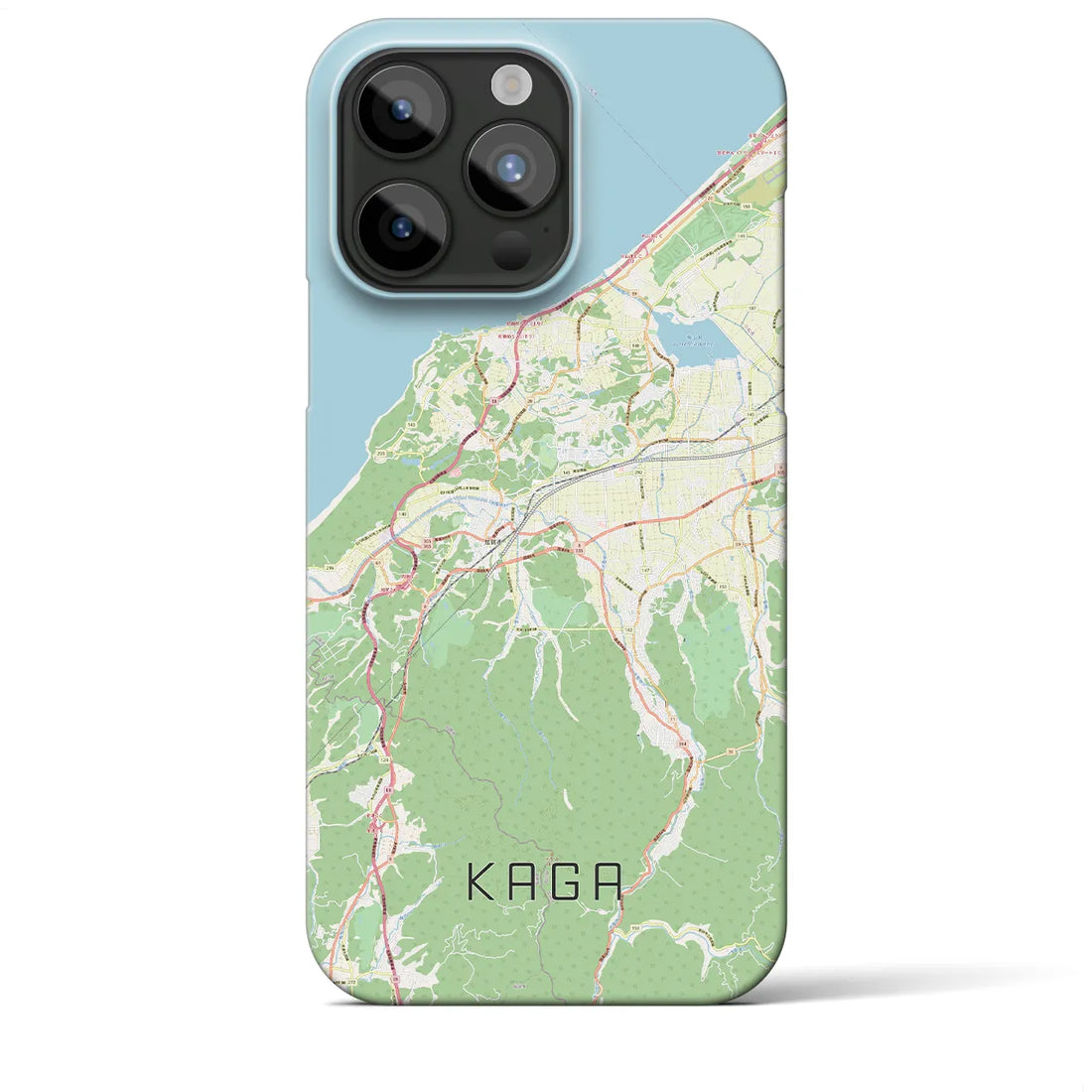 【加賀】地図柄iPhoneケース（バックカバータイプ・ナチュラル）iPhone 15 Pro Max 用