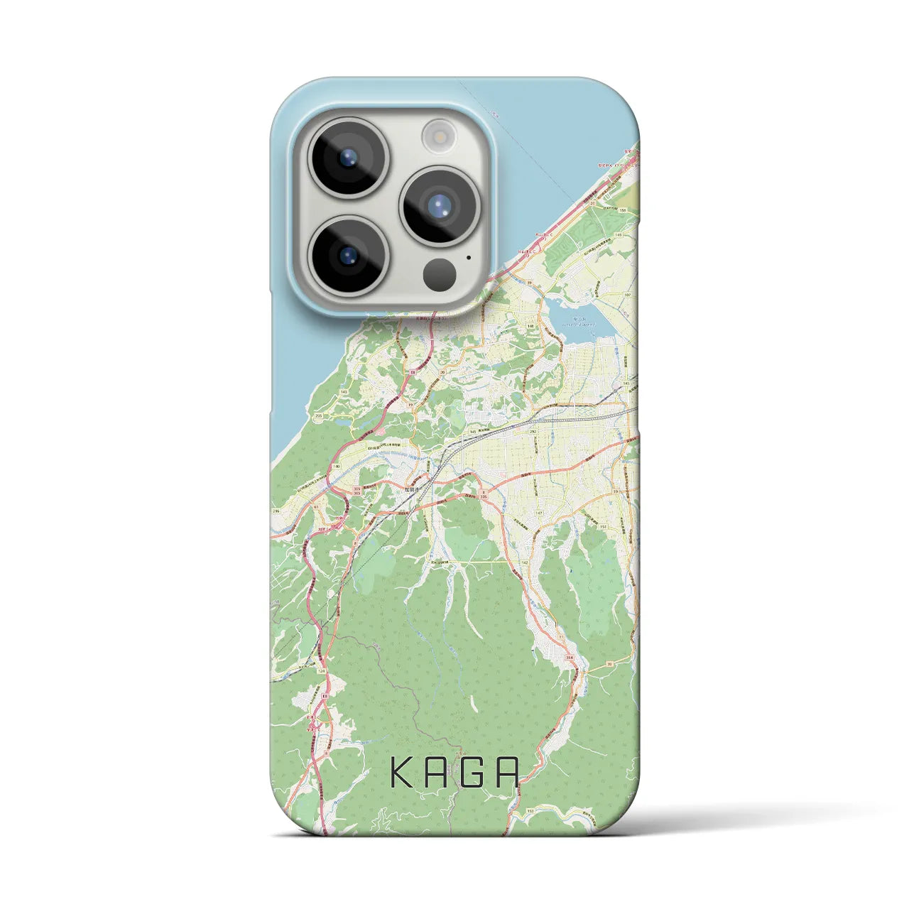 【加賀】地図柄iPhoneケース（バックカバータイプ・ナチュラル）iPhone 15 Pro 用