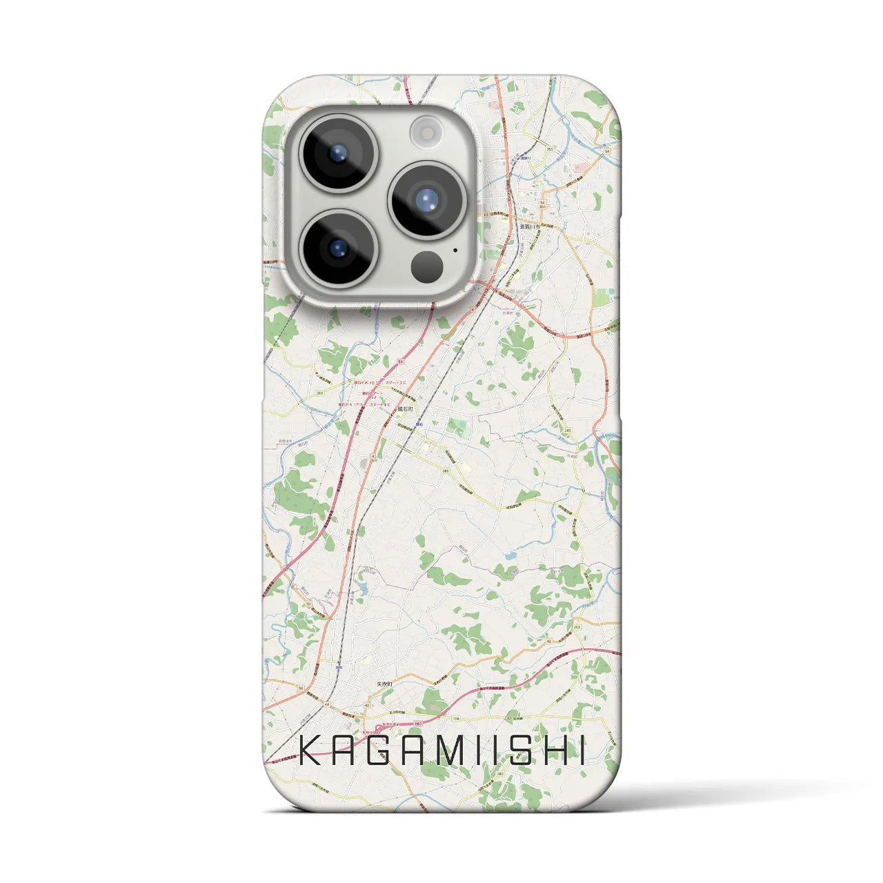 【鏡石】地図柄iPhoneケース（バックカバータイプ・ナチュラル）iPhone 15 Pro 用