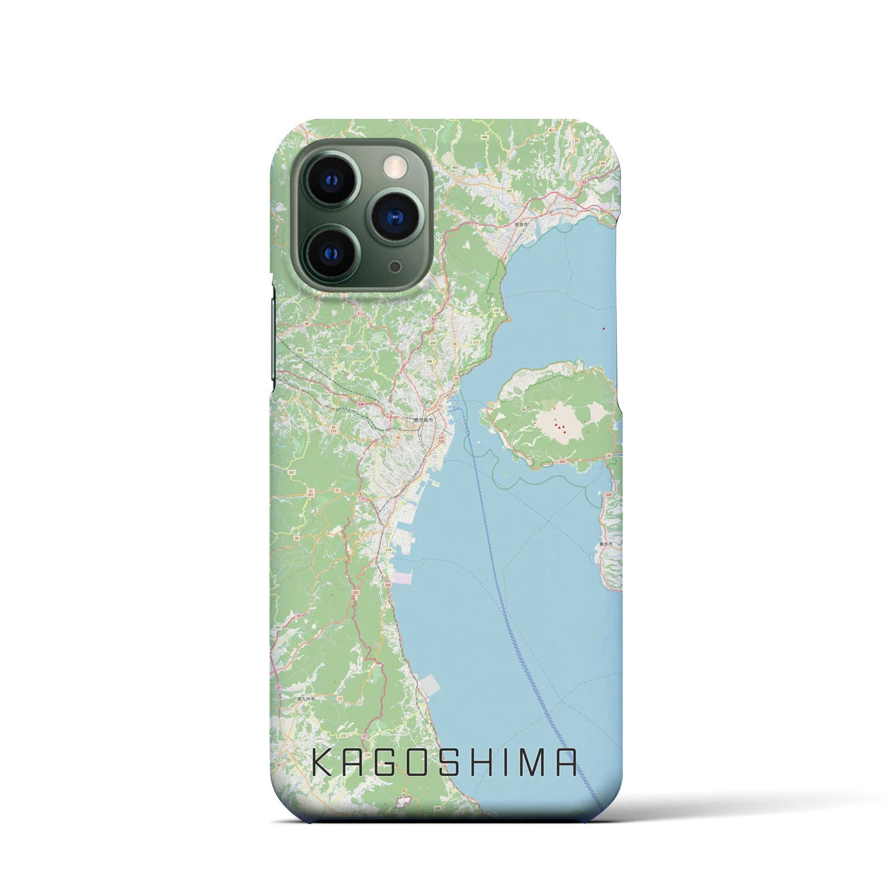【鹿児島2】地図柄iPhoneケース（バックカバータイプ・ナチュラル）iPhone 11 Pro 用