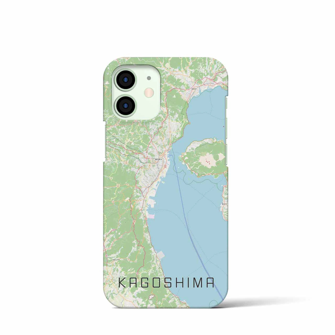 【鹿児島2】地図柄iPhoneケース（バックカバータイプ・ナチュラル）iPhone 12 mini 用