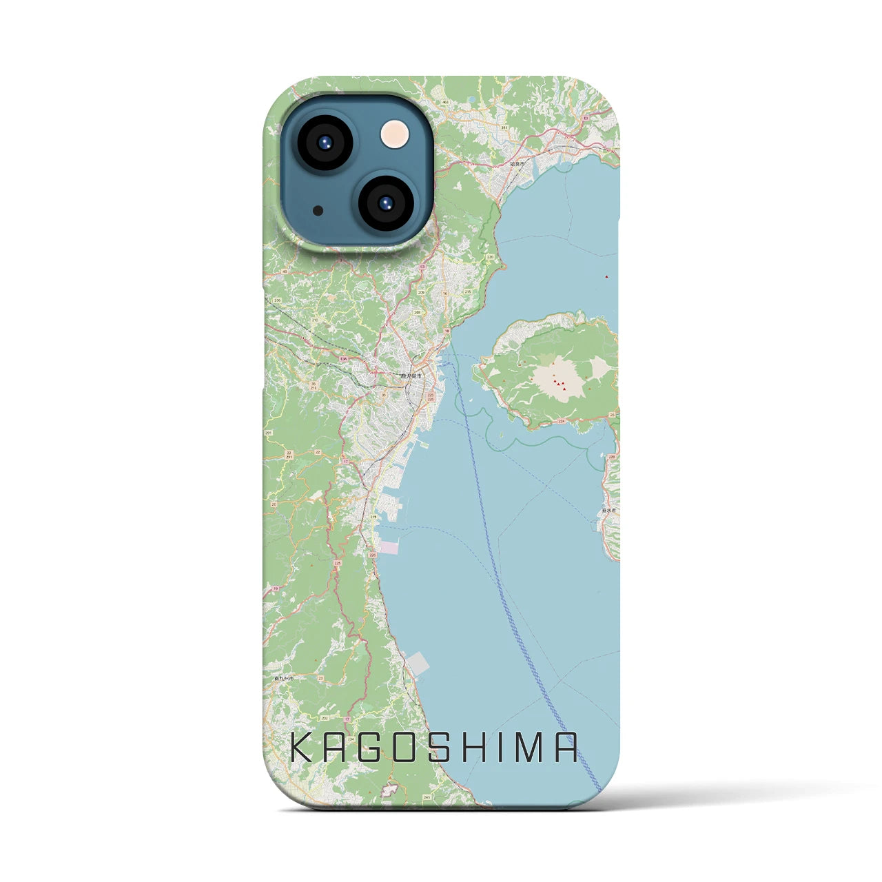 【鹿児島2】地図柄iPhoneケース（バックカバータイプ・ナチュラル）iPhone 13 用