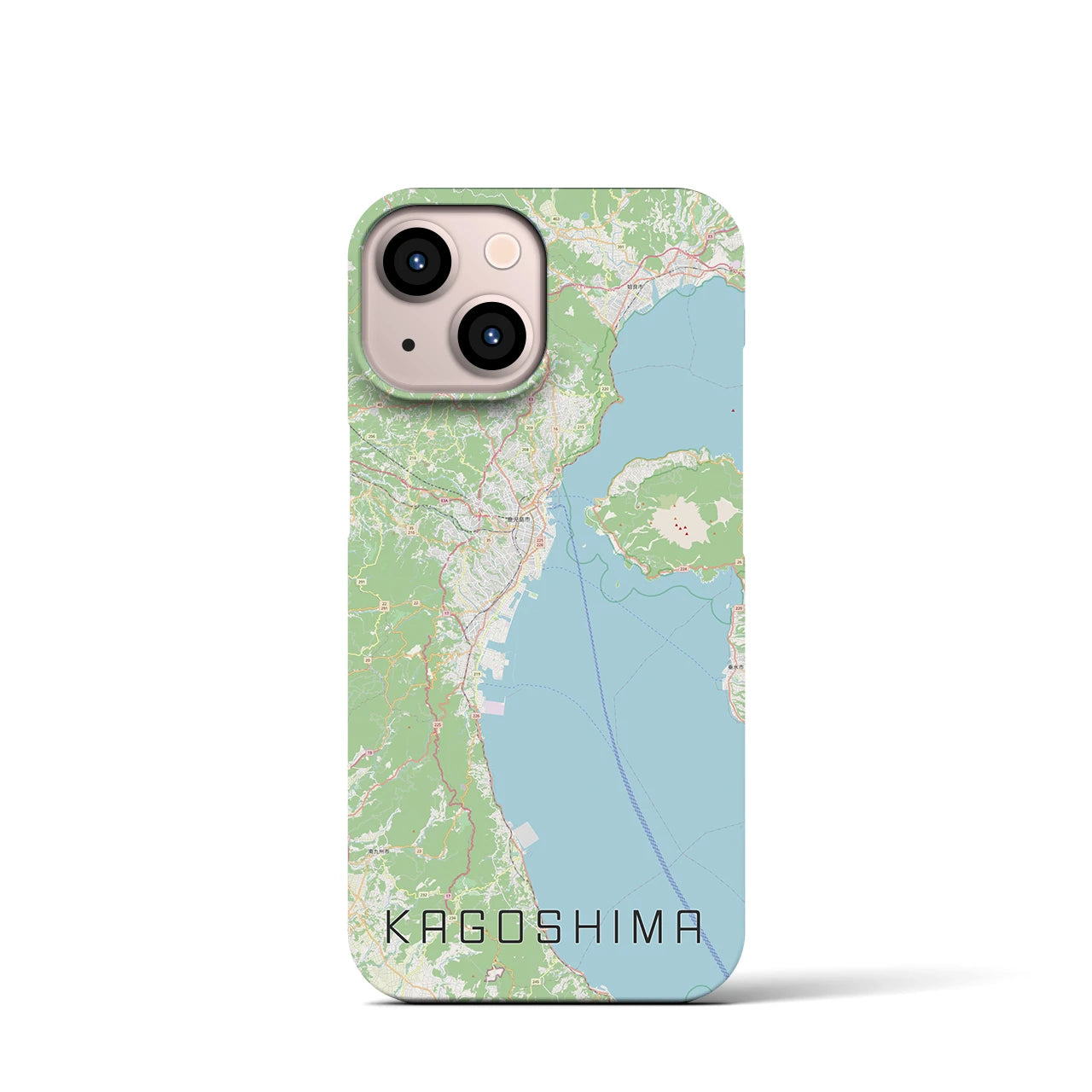 【鹿児島2】地図柄iPhoneケース（バックカバータイプ・ナチュラル）iPhone 13 mini 用