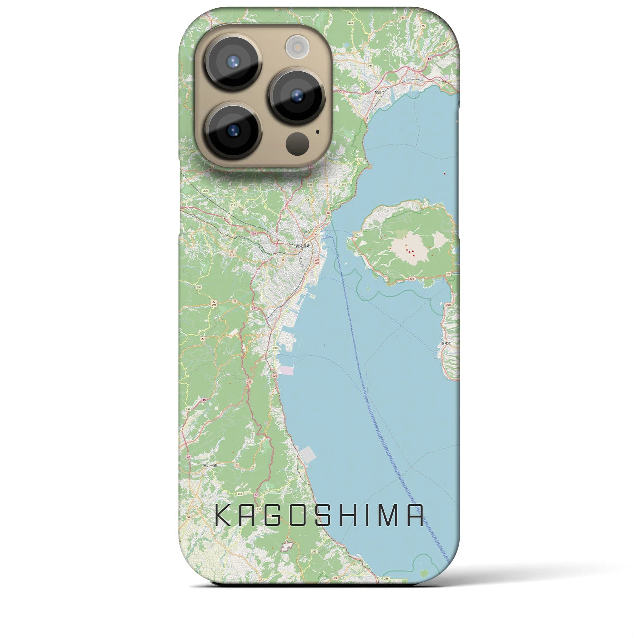 【鹿児島2】地図柄iPhoneケース（バックカバータイプ・ナチュラル）iPhone 14 Pro Max 用
