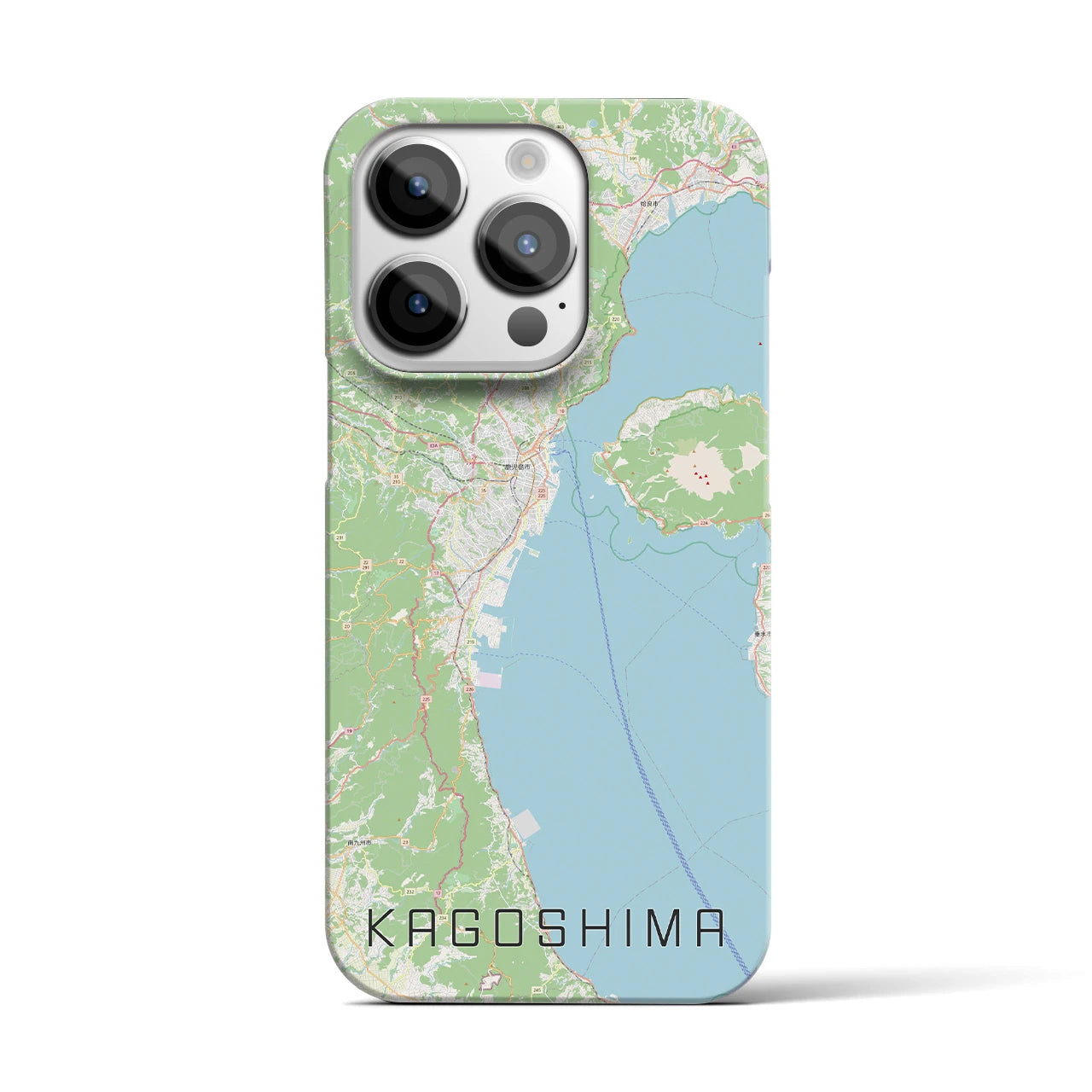 【鹿児島2】地図柄iPhoneケース（バックカバータイプ・ナチュラル）iPhone 14 Pro 用