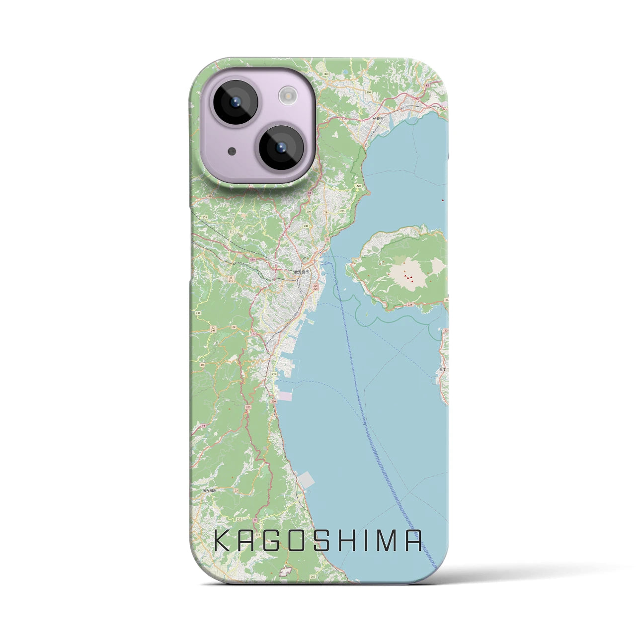 【鹿児島2】地図柄iPhoneケース（バックカバータイプ・ナチュラル）iPhone 14 用