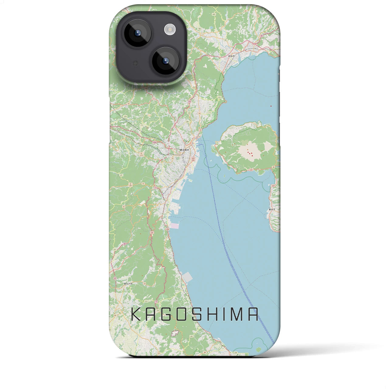 【鹿児島2】地図柄iPhoneケース（バックカバータイプ・ナチュラル）iPhone 14 Plus 用