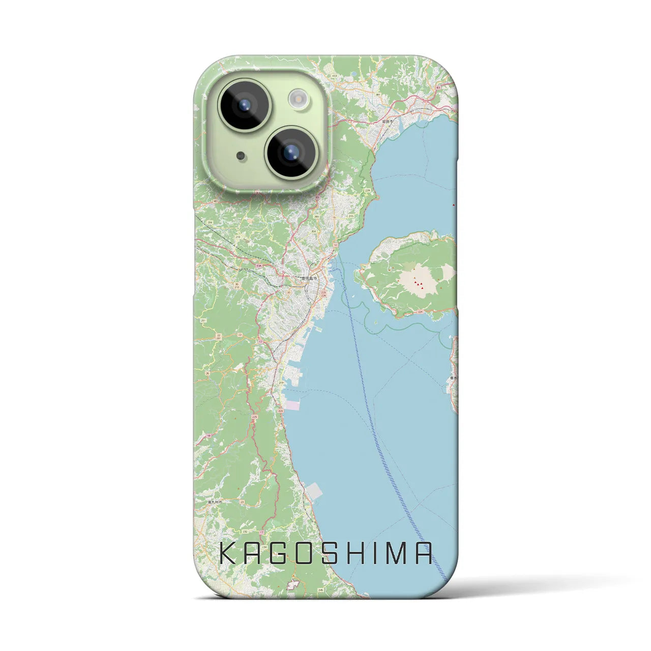 【鹿児島2】地図柄iPhoneケース（バックカバータイプ・ナチュラル）iPhone 15 用