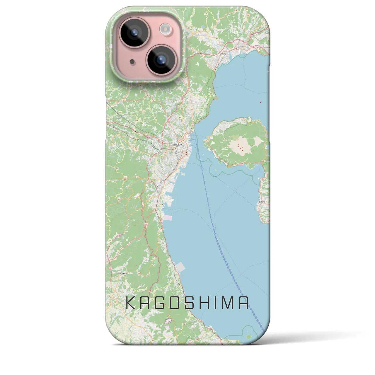 【鹿児島2】地図柄iPhoneケース（バックカバータイプ・ナチュラル）iPhone 15 Plus 用