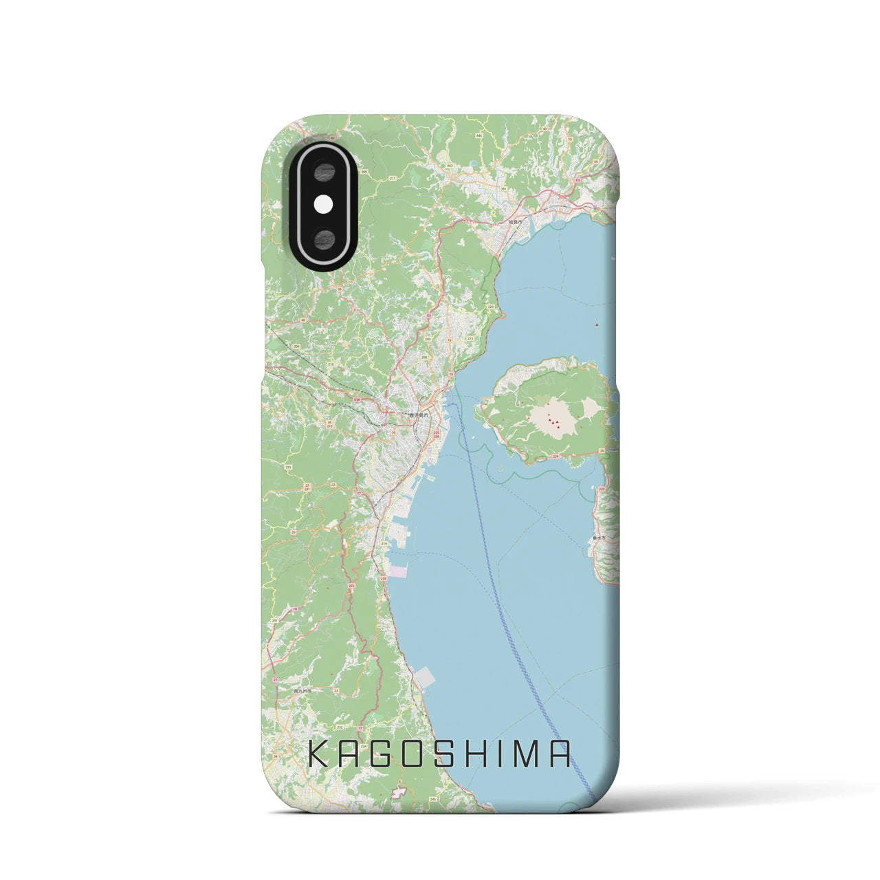【鹿児島2】地図柄iPhoneケース（バックカバータイプ・ナチュラル）iPhone XS / X 用
