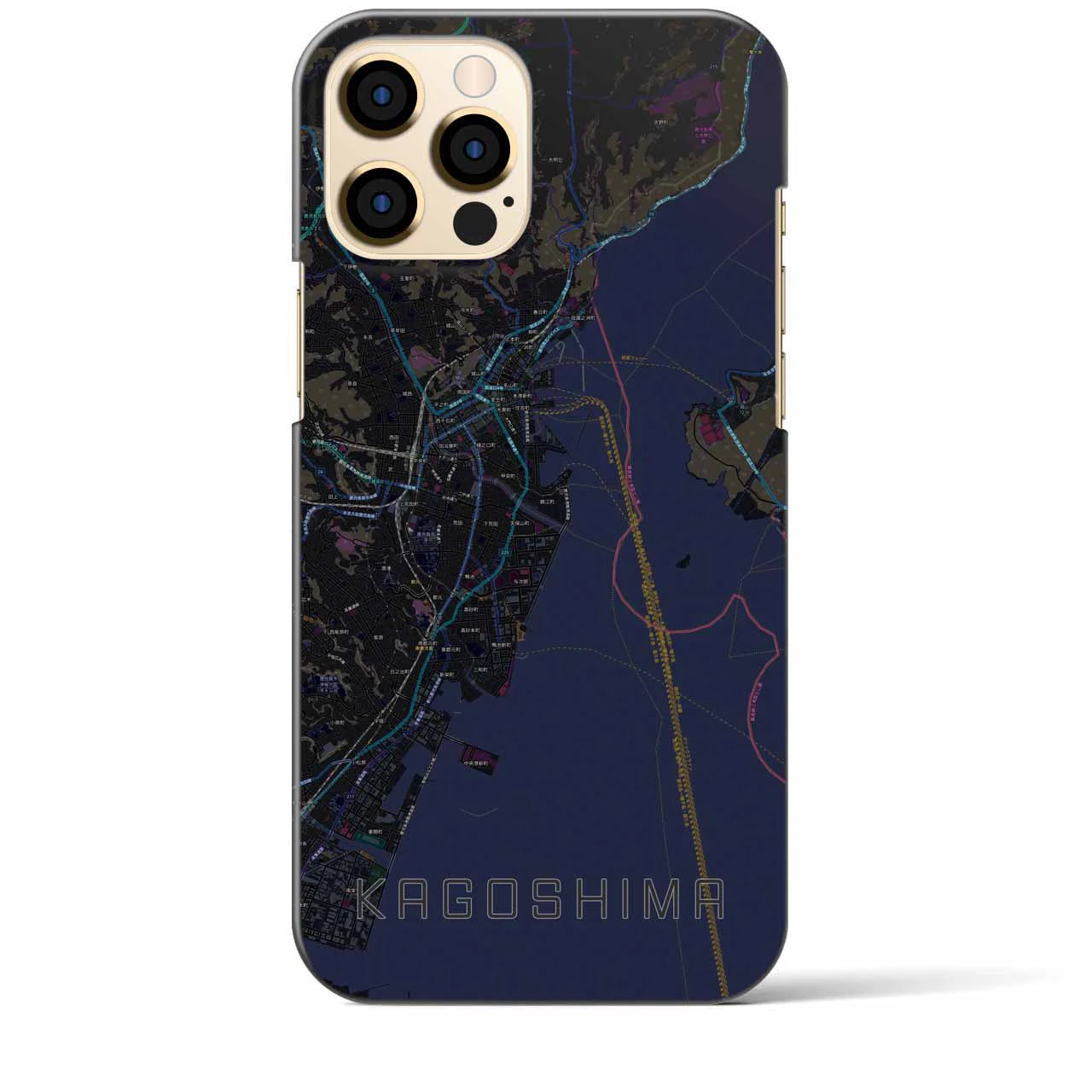 【鹿児島】地図柄iPhoneケース（バックカバータイプ・ブラック）iPhone 12 Pro Max 用