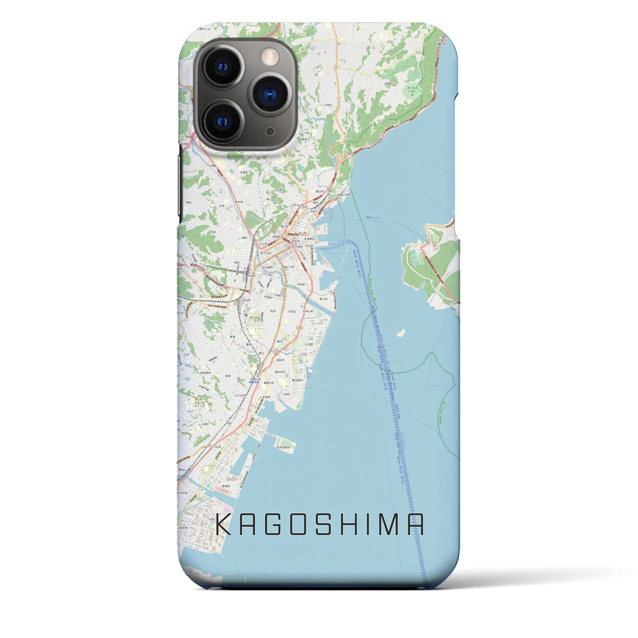 【鹿児島】地図柄iPhoneケース（バックカバータイプ・ナチュラル）iPhone 11 Pro Max 用