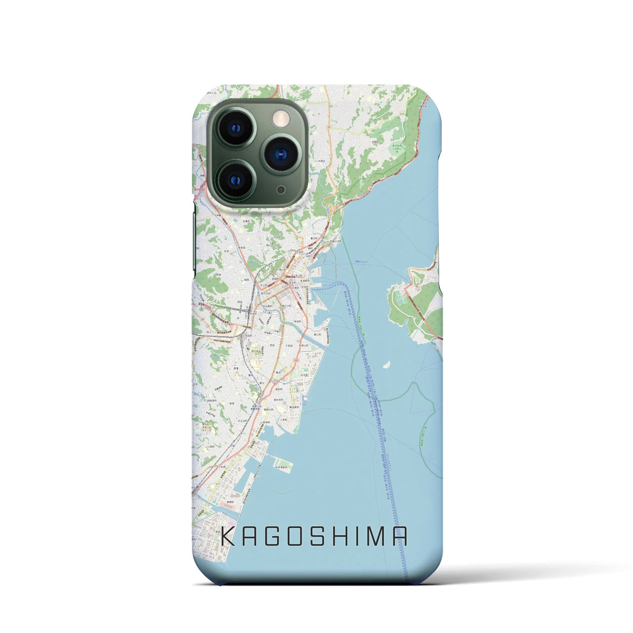 【鹿児島】地図柄iPhoneケース（バックカバータイプ・ナチュラル）iPhone 11 Pro 用