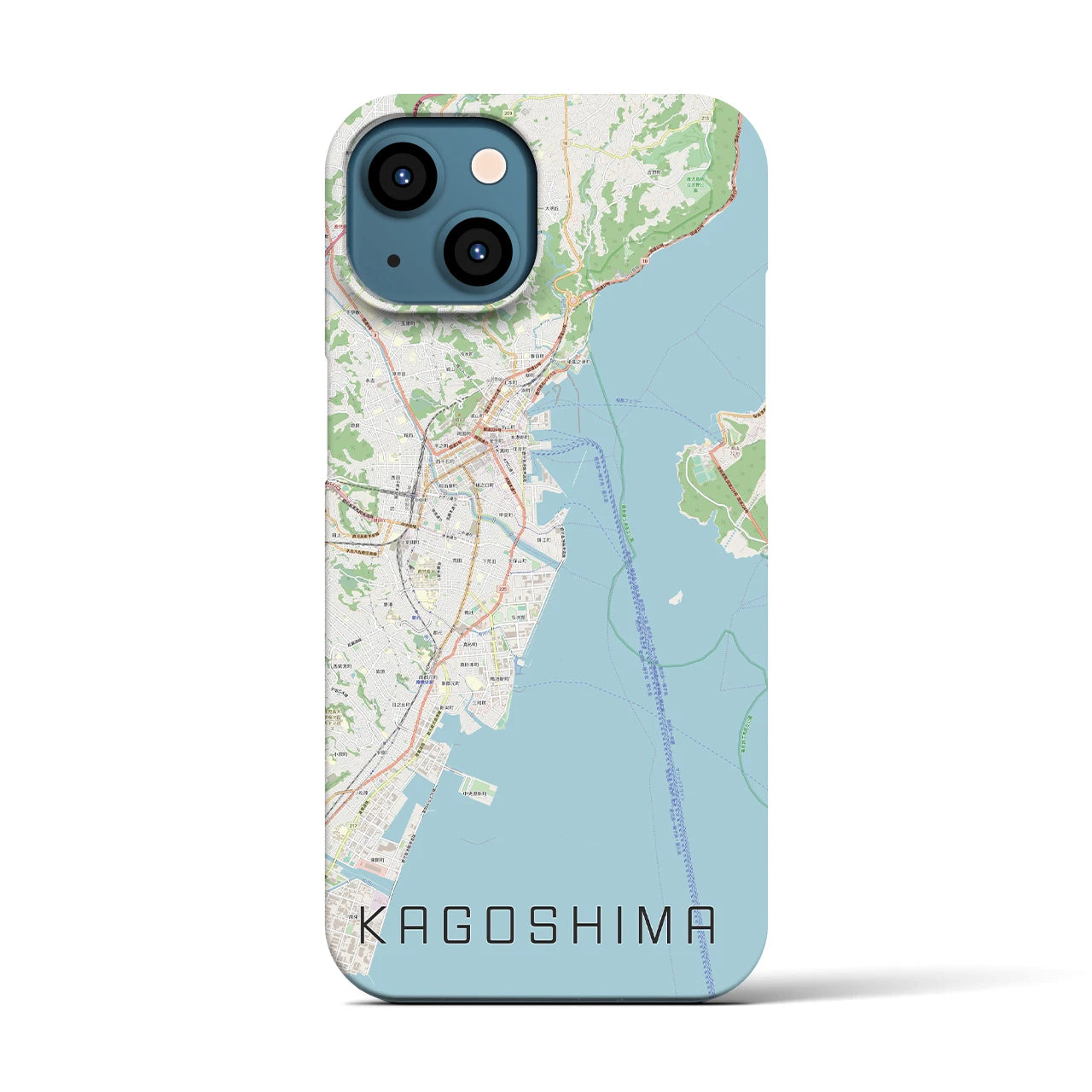 【鹿児島】地図柄iPhoneケース（バックカバータイプ・ナチュラル）iPhone 13 用