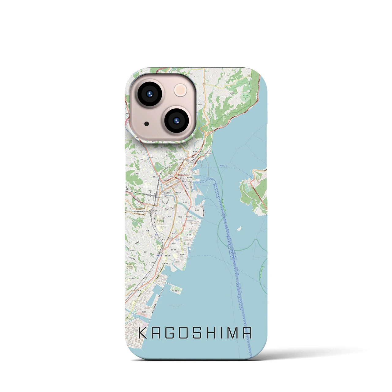 【鹿児島】地図柄iPhoneケース（バックカバータイプ・ナチュラル）iPhone 13 mini 用