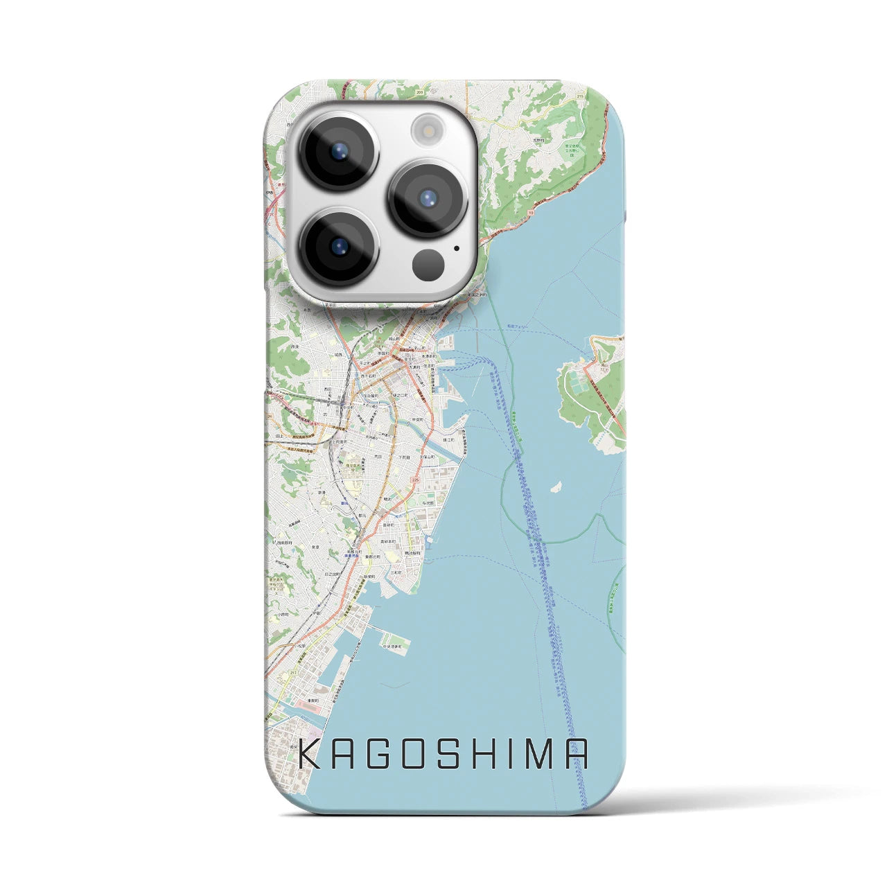 【鹿児島】地図柄iPhoneケース（バックカバータイプ・ナチュラル）iPhone 14 Pro 用