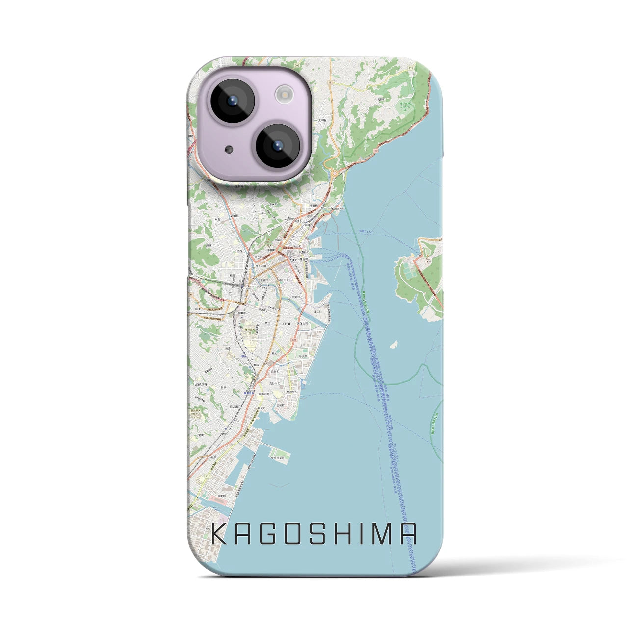 【鹿児島】地図柄iPhoneケース（バックカバータイプ・ナチュラル）iPhone 14 用